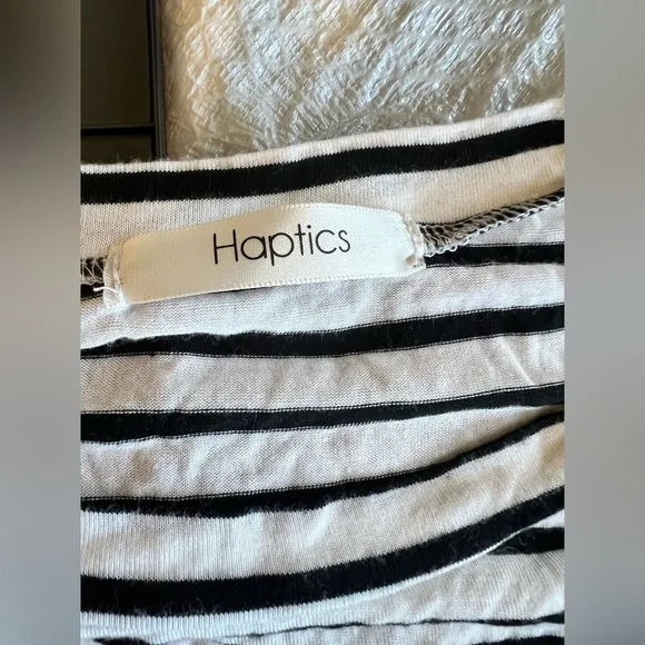 Haptics - Black and White Striped Women's Top - Picture 2 of 5